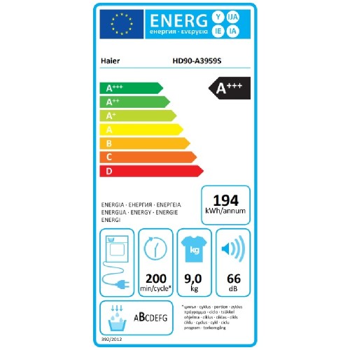 DRYER FREESTANDING 60CM  HD90-A3959-S (S5) 9KG A+++ (ΑΦΗΣ / ΑΤΜΟΥ / Wi-Fi)
